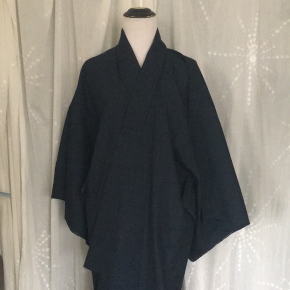 New Vintage Mens Japanese cotton KIMONO and HAORI navy - Picture 8 of 15